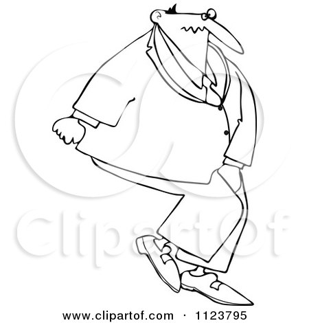 Cartoon Of An Outlined Businessman Needing To Use The Restroom - Royalty Free Vector Clipart by djart