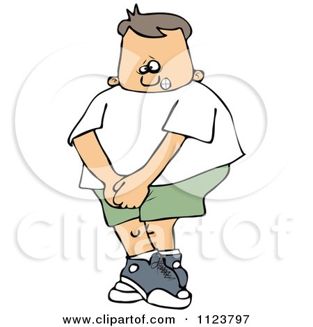 Cartoon Of A Boy Needing To Use The Restroom - Royalty Free Vector Clipart by djart