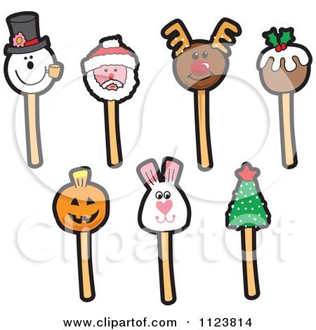 Cartoon Of Holiday Cake Pops - Royalty Free Vector Clipart by Mascot Junction