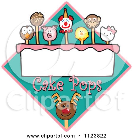 Cartoon Of A Cake Pops Logo With Copyspace 1 - Royalty Free Vector Clipart by Mascot Junction