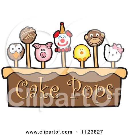 Cartoon Of A Cake Pops Logo 1 - Royalty Free Vector Clipart by Mascot Junction