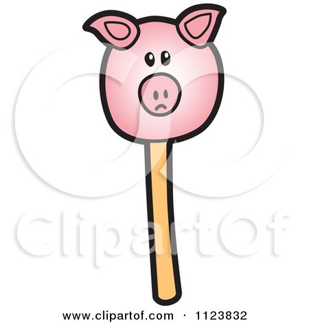Cartoon Of A Pig Cake Pop Dessert - Royalty Free Vector Clipart by Mascot Junction