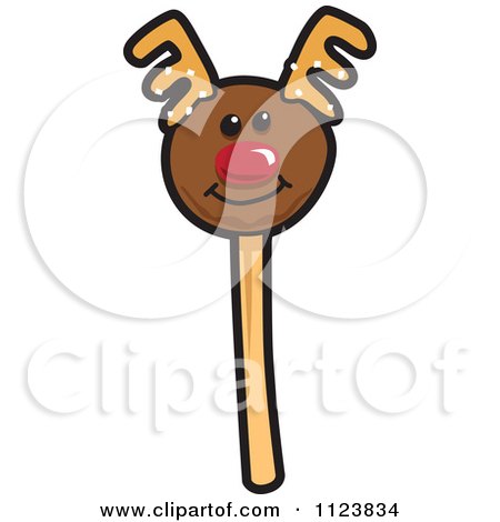 Cartoon Of A Reindeer Cake Pop Dessert - Royalty Free Vector Clipart by Mascot Junction