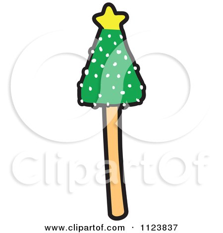 Cartoon Of A Christmas Tree Cake Pop Dessert - Royalty Free Vector Clipart by Mascot Junction