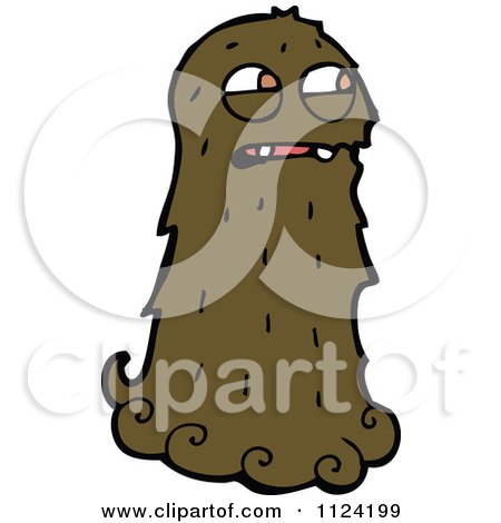 Fantasy Cartoon Of A Brown Hairy Halloween Monster - Royalty Free Vector Clipart by lineartestpilot