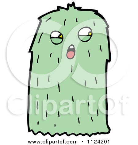 Fantasy Cartoon Of A Green Hairy Alien Or Halloween Monster - Royalty Free Vector Clipart by lineartestpilot