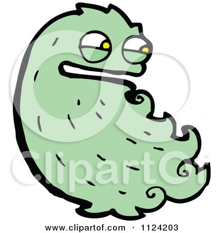Fantasy Cartoon Of A Green Hairy Alien Or Halloween Monster - Royalty Free Vector Clipart by lineartestpilot