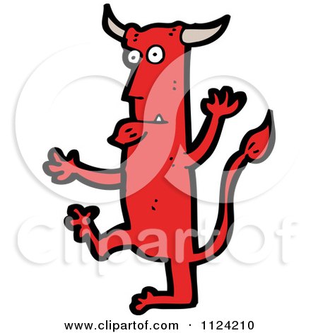 Fantasy Cartoon Of A Red Monster Or Alien - Royalty Free Vector Clipart by lineartestpilot