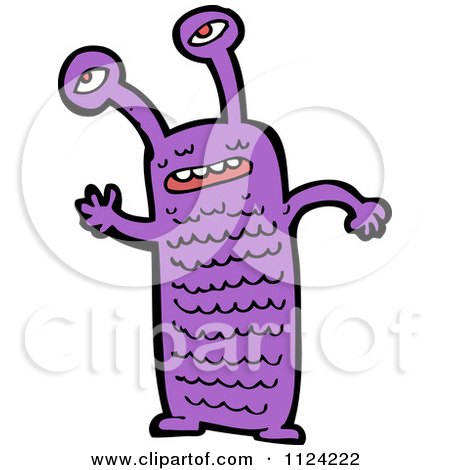 Fantasy Cartoon Of A Purple Monster Or Alien - Royalty Free Vector Clipart by lineartestpilot