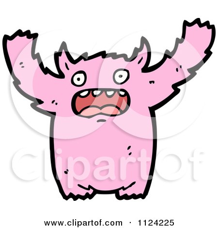 Fantasy Cartoon Of A Pink Alien Monster - Royalty Free Vector Clipart by lineartestpilot