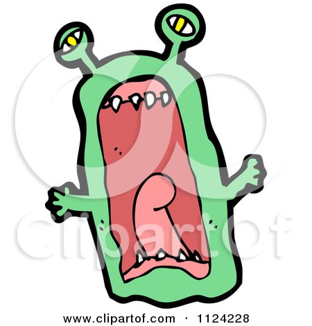 Fantasy Cartoon Of A Green Alien Or Monster - Royalty Free Vector Clipart by lineartestpilot