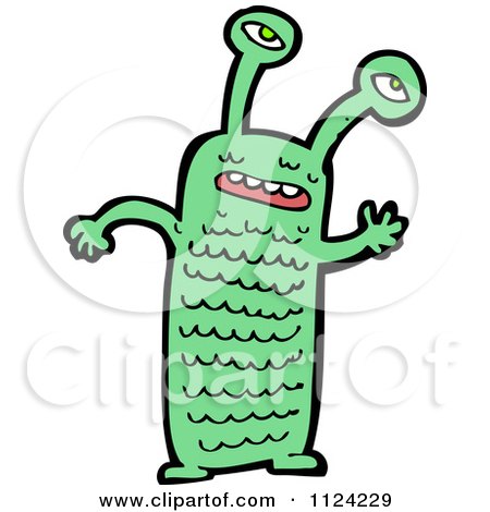 Fantasy Cartoon Of A Green Alien Or Monster - Royalty Free Vector Clipart by lineartestpilot