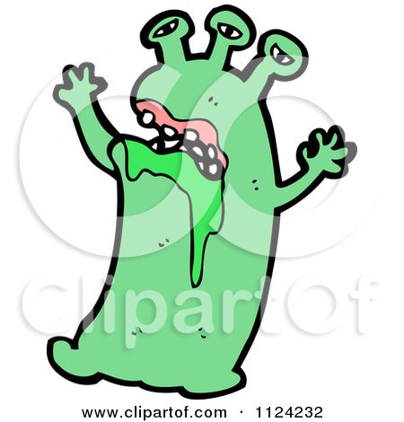 Fantasy Cartoon Of A Green Alien Or Monster - Royalty Free Vector Clipart by lineartestpilot