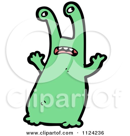 Fantasy Cartoon Of A Green Alien Or Monster - Royalty Free Vector Clipart by lineartestpilot