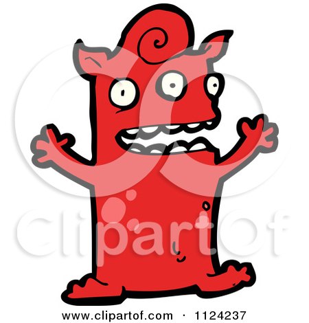 Fantasy Cartoon Of A Red Monster Or Alien - Royalty Free Vector Clipart by lineartestpilot