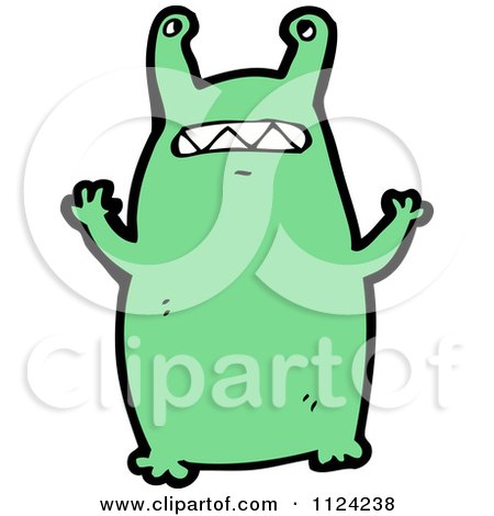 Fantasy Cartoon Of A Green Alien Or Monster - Royalty Free Vector Clipart by lineartestpilot