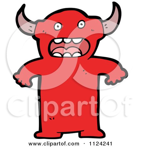 Fantasy Cartoon Of A Red Monster Or Alien - Royalty Free Vector Clipart by lineartestpilot