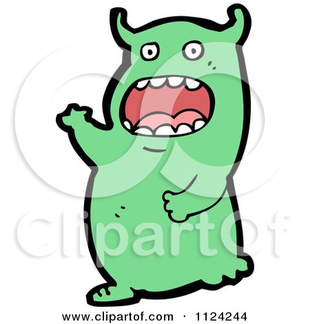 Fantasy Cartoon Of A Green Alien Or Monster - Royalty Free Vector Clipart by lineartestpilot