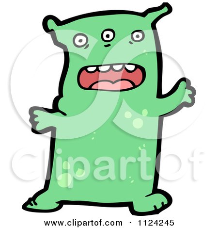 Fantasy Cartoon Of A Green Alien Or Monster - Royalty Free Vector Clipart by lineartestpilot