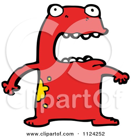 Fantasy Cartoon Of A Red Monster Or Alien - Royalty Free Vector Clipart by lineartestpilot