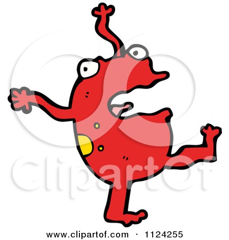 Fantasy Cartoon Of A Red Monster Or Alien - Royalty Free Vector Clipart by lineartestpilot