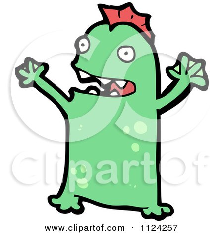 Fantasy Cartoon Of A Green Alien Or Monster - Royalty Free Vector Clipart by lineartestpilot