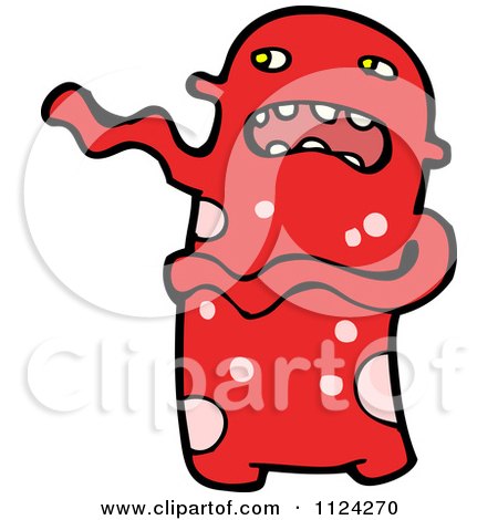 Fantasy Cartoon Of A Red Monster Or Alien - Royalty Free Vector Clipart by lineartestpilot