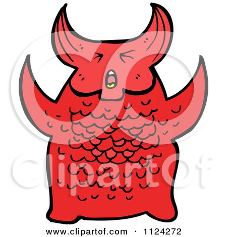 Fantasy Cartoon Of A Red Monster Or Alien - Royalty Free Vector Clipart by lineartestpilot