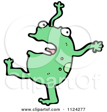 Fantasy Cartoon Of A Green Alien Or Monster - Royalty Free Vector Clipart by lineartestpilot