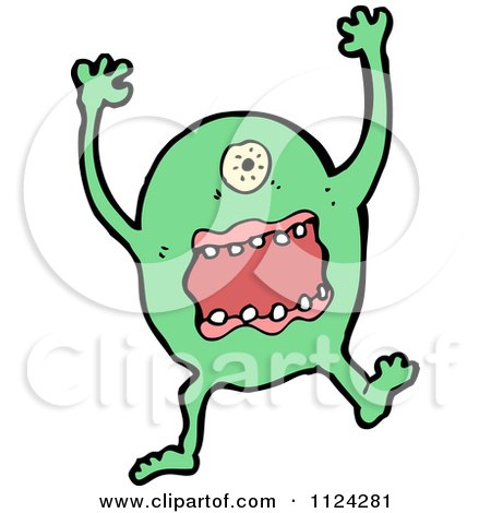 Fantasy Cartoon Of A Green Alien Or Monster - Royalty Free Vector Clipart by lineartestpilot