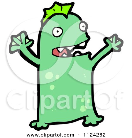 Fantasy Cartoon Of A Green Alien Or Monster - Royalty Free Vector Clipart by lineartestpilot