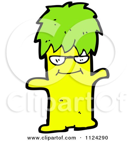 Fantasy Cartoon Of A Yellow Monster Or Alien - Royalty Free Vector Clipart by lineartestpilot