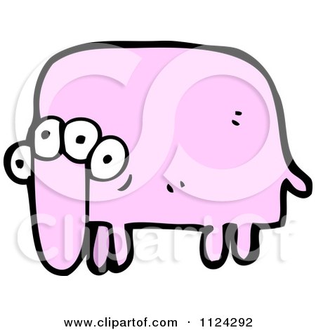 Fantasy Cartoon Of A Pink Alien Monster - Royalty Free Vector Clipart by lineartestpilot