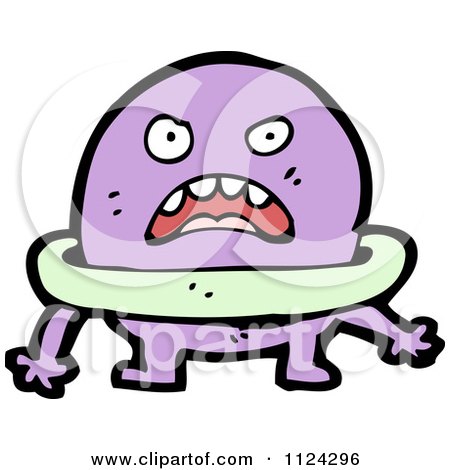 Fantasy Cartoon Of A Purple Monster Or Alien - Royalty Free Vector Clipart by lineartestpilot