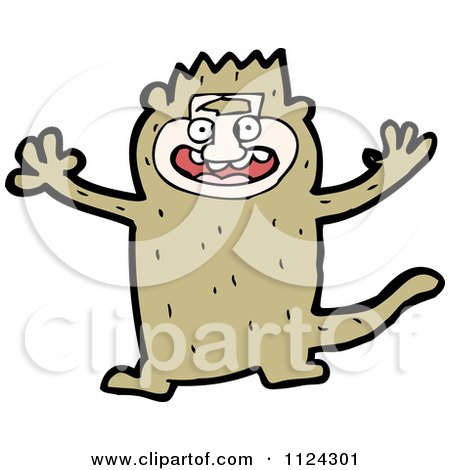 Fantasy Cartoon Of A Brown Monster Or Alien - Royalty Free Vector Clipart by lineartestpilot