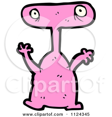 Fantasy Cartoon Of A Pink Alien Monster - Royalty Free Vector Clipart by lineartestpilot