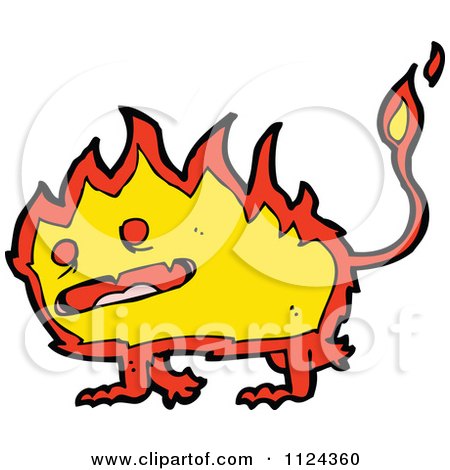 Fantasy Cartoon Of A Fire Monster - Royalty Free Vector Clipart by lineartestpilot