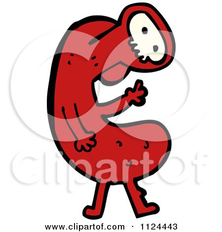 Fantasy Cartoon Of A Red Monster Or Alien - Royalty Free Vector Clipart by lineartestpilot