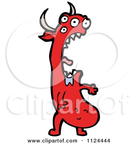 Fantasy Cartoon Of A Red Monster Or Alien - Royalty Free Vector Clipart by lineartestpilot