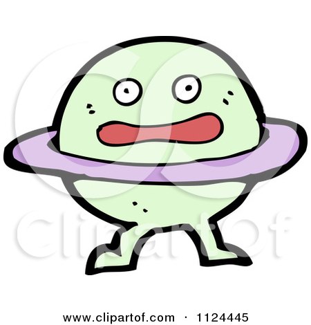 Fantasy Cartoon Of A Green Alien Or Monster - Royalty Free Vector Clipart by lineartestpilot