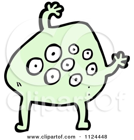 Fantasy Cartoon Of A Green Alien Or Monster - Royalty Free Vector Clipart by lineartestpilot