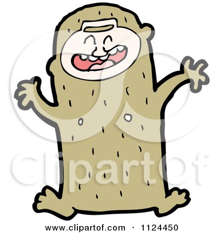 Fantasy Cartoon Of A Brown Monster Or Alien - Royalty Free Vector Clipart by lineartestpilot