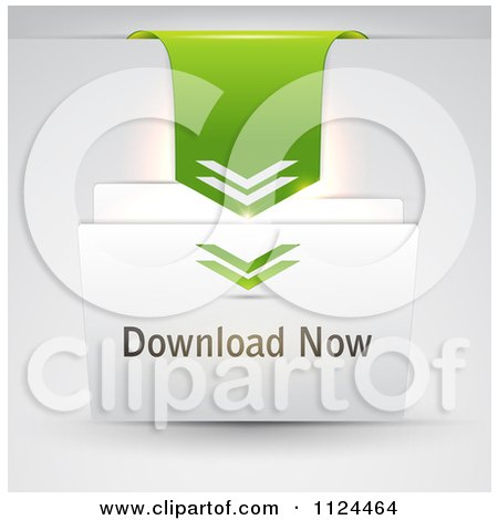 Clipart Of A Download Now Folder And Tab - Royalty Free Vector Illustration by Eugene