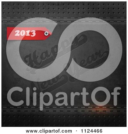 Clipart Of A Red 2012 And Happy New Year Stamped In Black Leather - Royalty Free Vector Illustration by Eugene