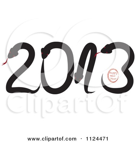 Clipart Of Happy New Year And Snakes Forming 2013 - Royalty Free Vector Illustration by Eugene