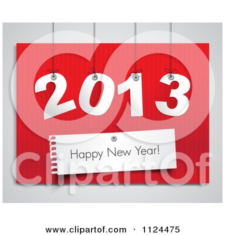 Clipart Of A Happy New Year Greeting And Suspended 2013 On Red - Royalty Free Vector Illustration by Eugene