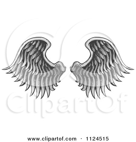 Clipart Of A Pair Of Angel Wings 2 - Royalty Free Vector Illustration by visekart