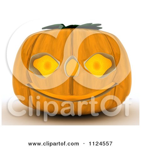 Clipart Of A 3d Grinning Halloween Jackolantern Pumpkin - Royalty Free CGI Illustration by KJ Pargeter