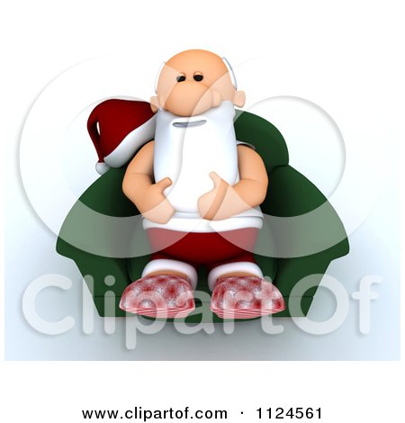 Clipart Of A 3d Relaxed Santa Sitting In A Chair - Royalty Free CGI Illustration by KJ Pargeter