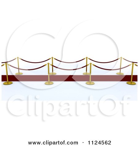 Clipart Of A 3d Red Carpet With Gold Posts - Royalty Free CGI Illustration by KJ Pargeter